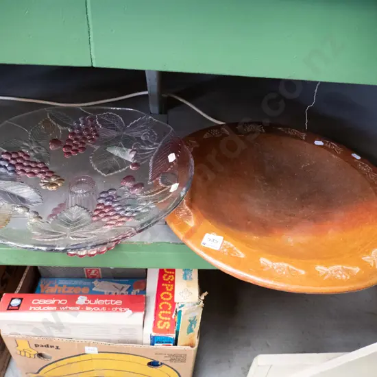 large glass comport and fruit bowl