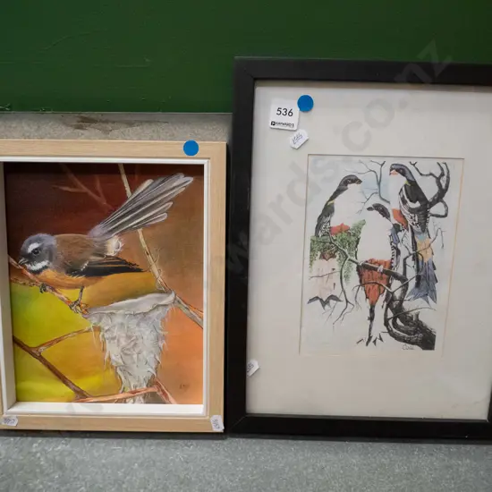 framed acrylic, framed watercolour - blue dots