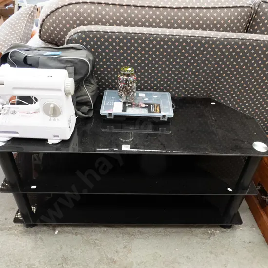 black glass 3 tier entertainment unit