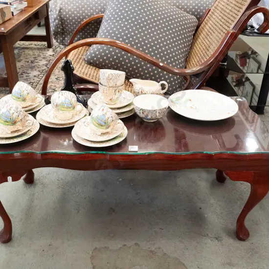 glass top cab leg coffee table