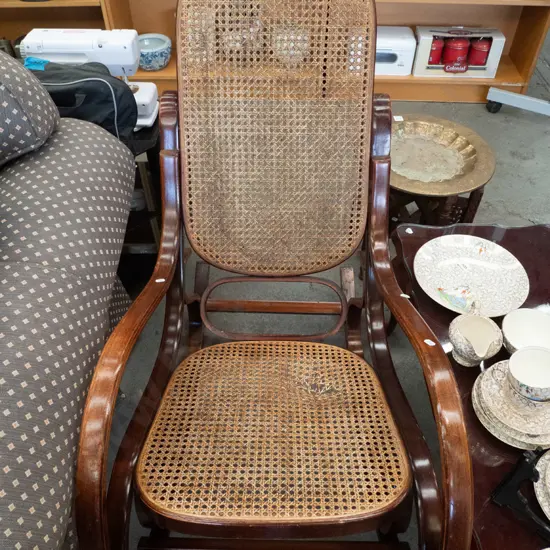 bentwood and rattan rocking chair - damage to seat