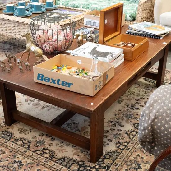 solid oregon coffee table with single drawer H-440 W-1400 D-800