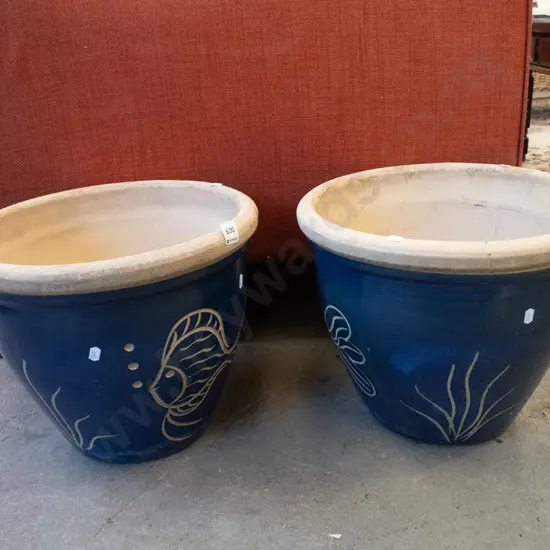 2x glazed garden planters