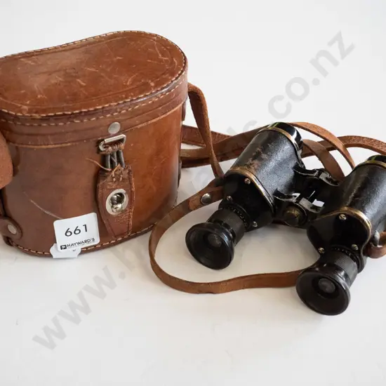 leather vintage field binoculars
