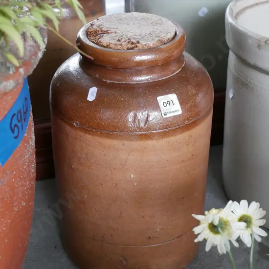 stoneware storage crock with cork stopper