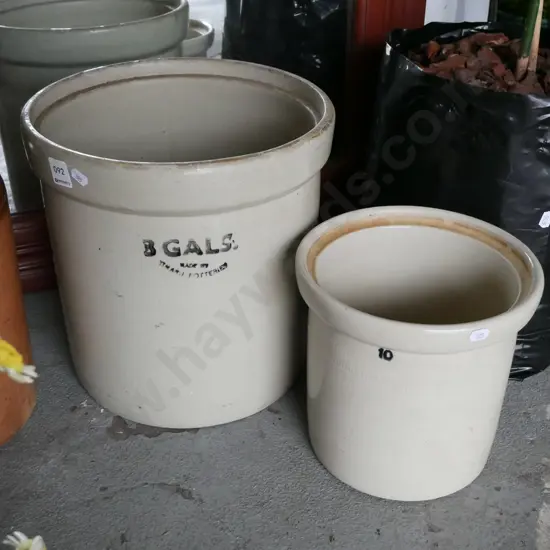 2x wide-mouth storage crocks - no lids