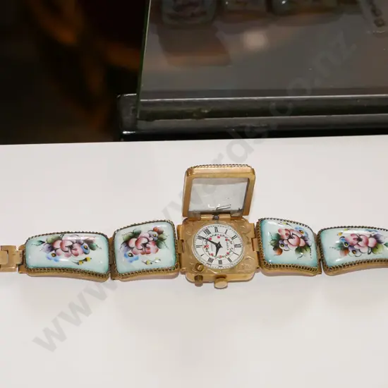 enamel floral bracelet/ladies wristwatch