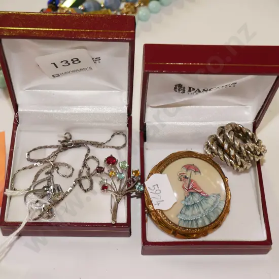 costume jewellery, brooches, ring necklace & earring set