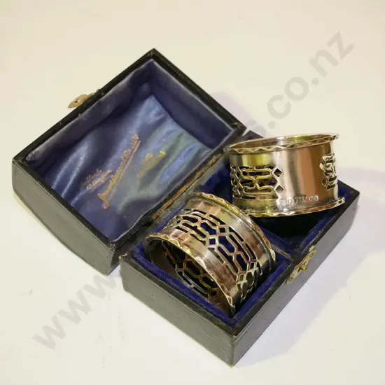 cased sterling silver napkin rings