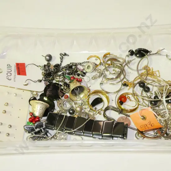 plastic tray of costume jewellery