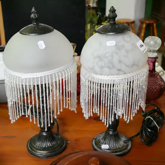 2x reproduction metal bases table lamps with lustres H-340