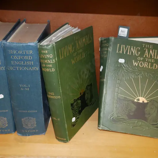 Shorter Oxford Dictionary, 2x vintage Living Animals of the World