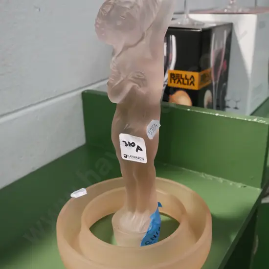 deco style glass figurine and circular trough vase