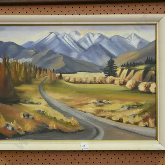 framed oil - mountain scene