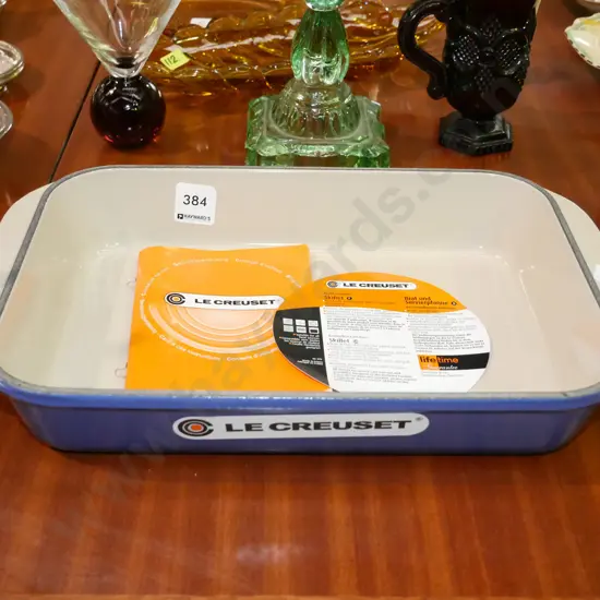 as-new le Creuset cast iron and enamel baking dish