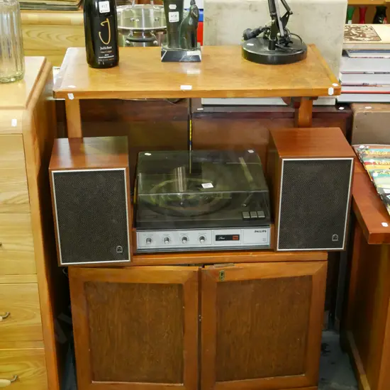 unusual mixed timbers stereo cabinet H-965 W-660 D-360