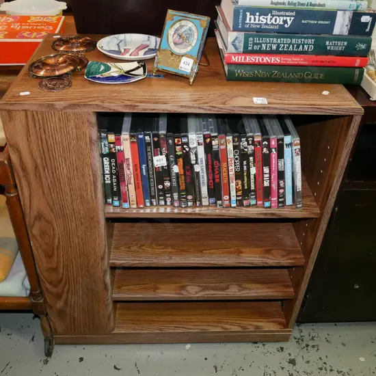 mdf faux wood veneer stereo cabinet with left side cupboard