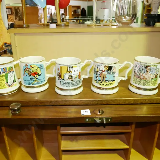 5x novelty ceramic beer mugs