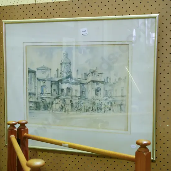 framed print -Horse Guards in London  -some foxing