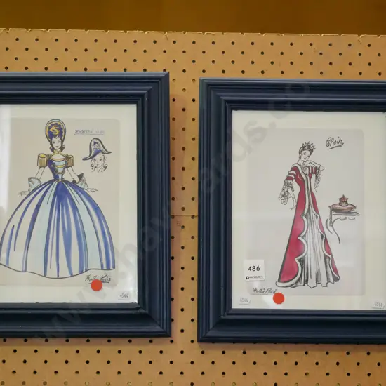 2x framed fashion prints - red dots
