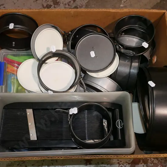 box; cake tins, mandolins, plastic bag sealers etc