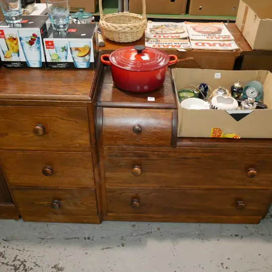 oak 6 drawer sideboard -  was once a mirror back dresser H-700 W-1130 D-420