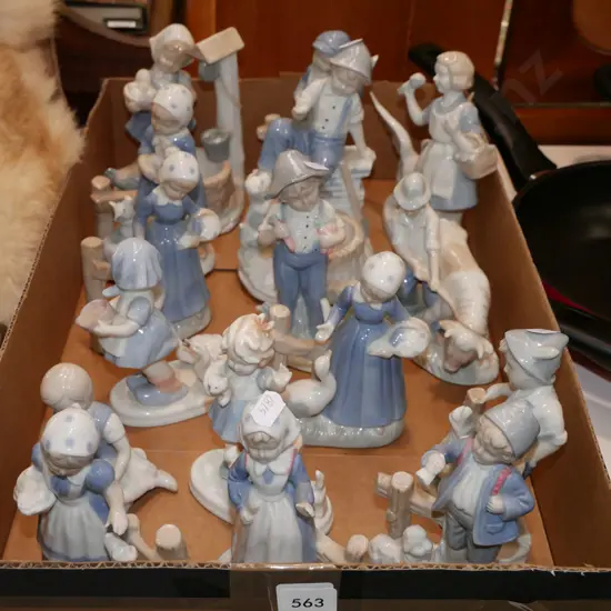 box; numerous ceramic figurines
