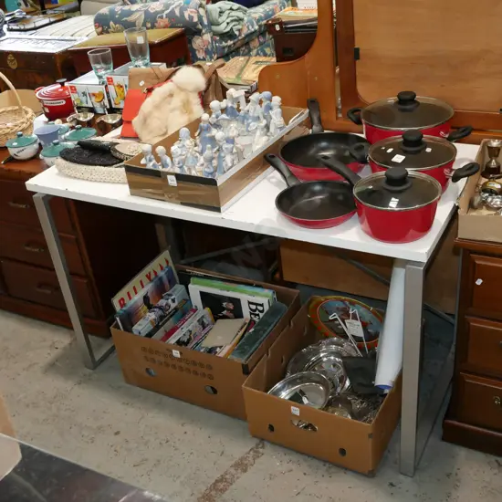 metal based white painted table H-740 W-1200 D-600