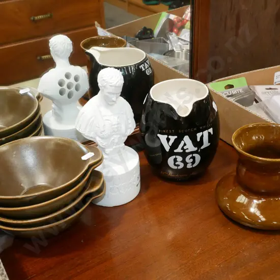 4x Temuka bowls, Julius Caesar bust etc