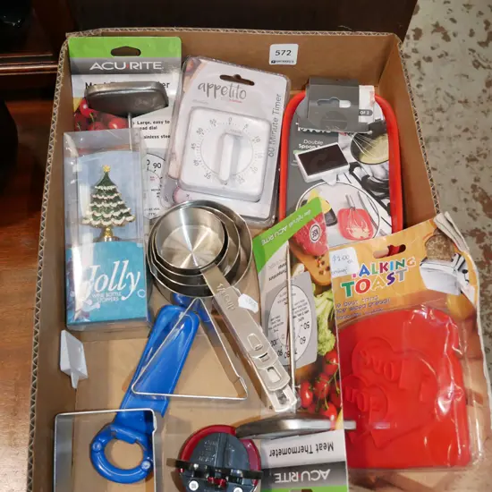 box;  measuring cups, kitchen timers etc