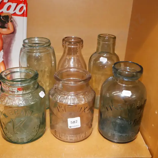 vintage glass bottles and jars