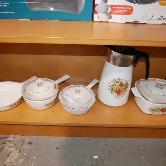 large stove top coffee perc, pots, lidded casserole