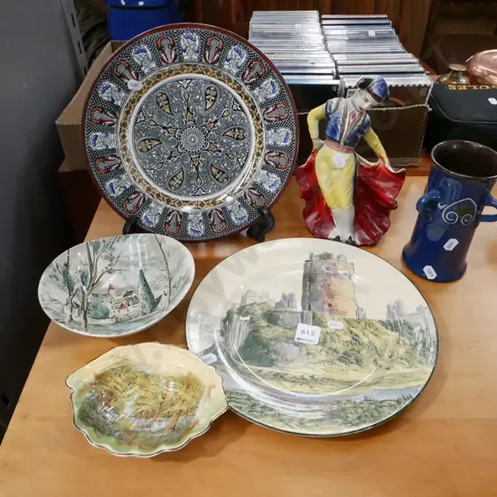 Wedgwood Indian plate, matador figurine , Torquay ware etc