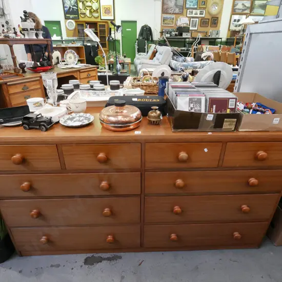 mahogany and mdf 10 drawer lowboy H-770 W-1420 D-400