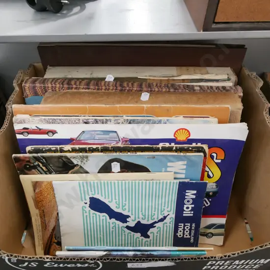 box; old roap maps, magazines, war records etc