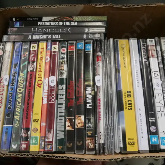 box of DVDs