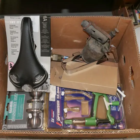 box; bike seat, kitchen tap, door hardware etc