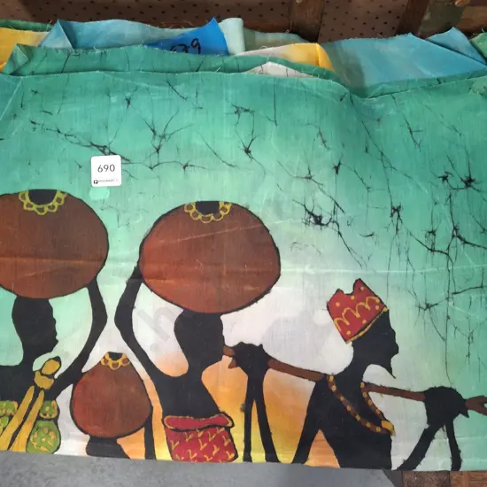 numerous African themed screenprints on fabric