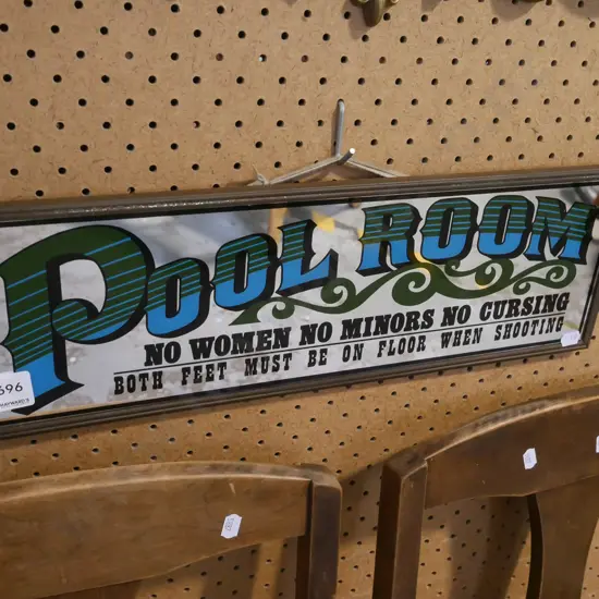 pool room mirrored sign