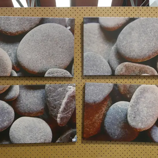 4x prints on boxed canvases - river stones
