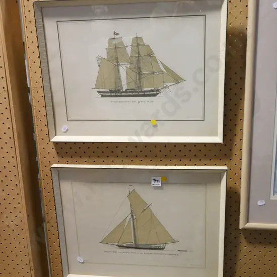 2x nautical themed prints - yellow dots