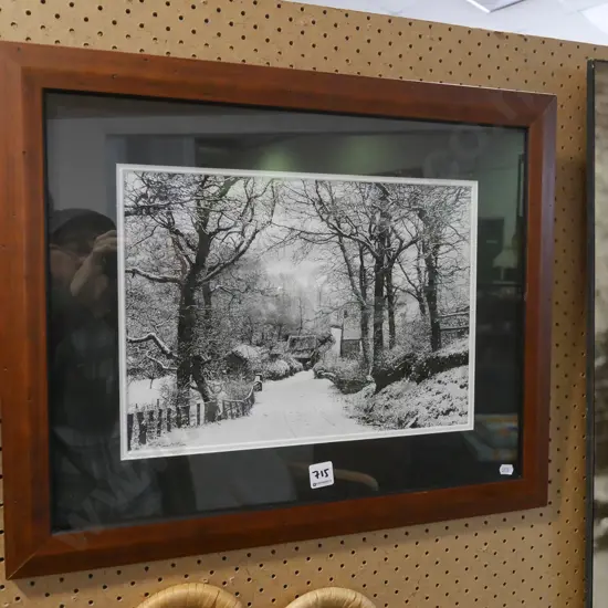 framed print - snowy village scene