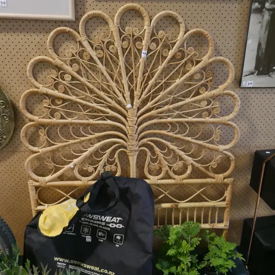 bamboo and cane peacock style single bed end