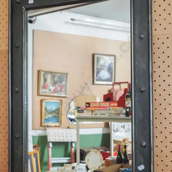 industrial metal framed wall mirror