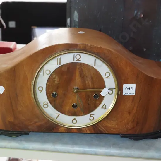deco wood cased mantle clock