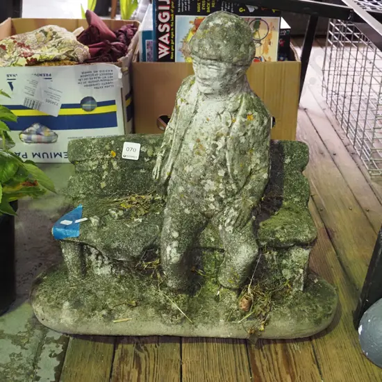 concrete garden ornament - man on bench H-450