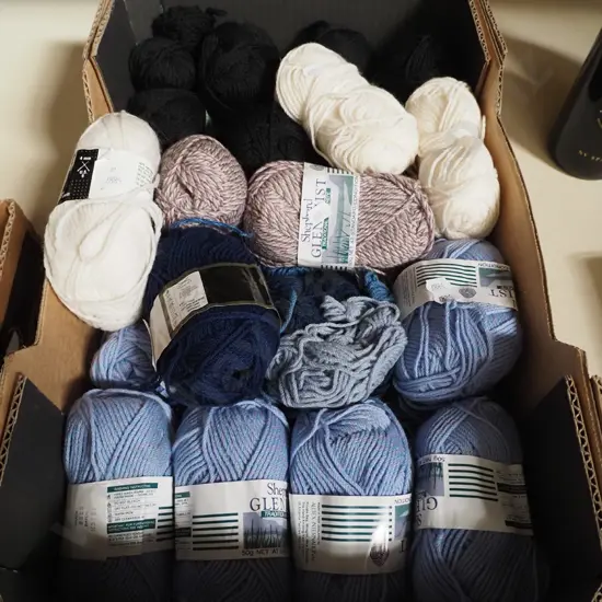 box of knitting yarn