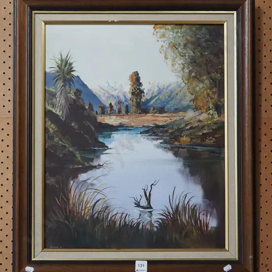CD Pickworth '90 framed oil - stream and mountain scene