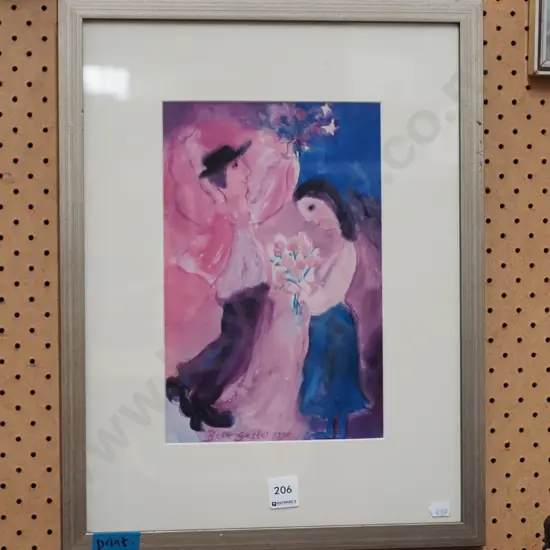 framed print - man, woman and flowers