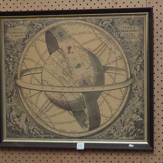 reproduction framed print - world globe